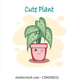 Kawaii Plant In Simple Flat Desain 