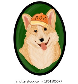 Kawaii playful Corgi. Corgi dog cute cartoon vector portrait. Vector illustraton EPS10