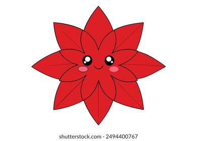 Kawaii Poinsettia - Adorable and Cute Christmas Design