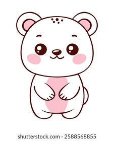 Kawaii polar bear cute cartoon style illustration