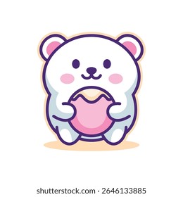 kawaii polar urso mascote design logotipo