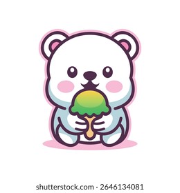 kawaii polar urso mascote design logotipo