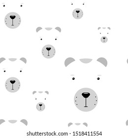 Kawaii polar bears seamless pattern. Funny vector concept illustration. Cute white animal isolated on white background for wallpapers, backgrounds, posters, wrapping paper, textile. Winter stock image
