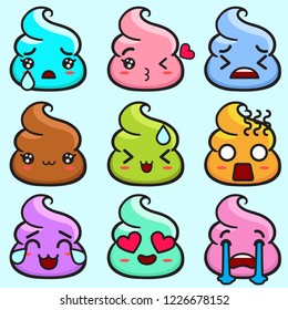 Kawaii Poo Emoji Unicorn Colored