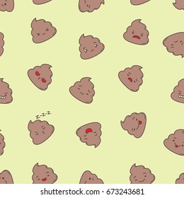 Kawaii poop seamless pattern. Clipping mask used.