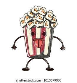 Kawaii pop corn bucket icon