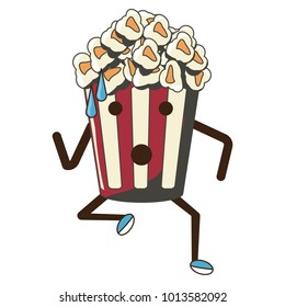 Kawaii pop corn bucket icon