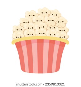 kawaii pop corn in container icon isolated