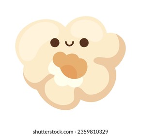 kawaii pop corn cute icon isolated