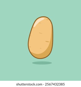 Kawaii potato character illustration. Isolated on green background. Potato character concept.