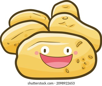 Kawaii potatoes cartoon laughing happily