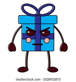 kawaii present cartoon angry facial expression