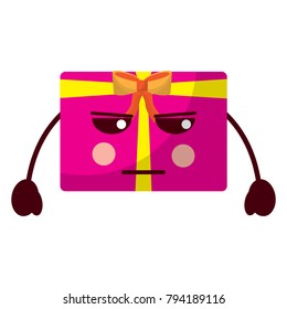 kawaii present cartoon angry facial expression