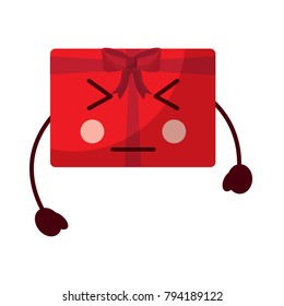 kawaii present cartoon angry facial expression