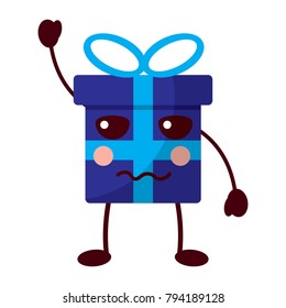kawaii present cartoon angry facial expression
