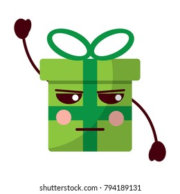 kawaii present cartoon angry facial expression