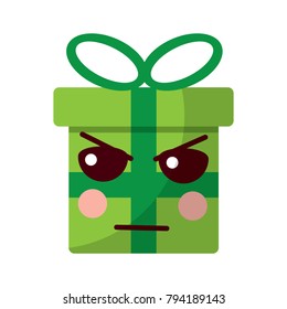 kawaii present cartoon angry facial expression