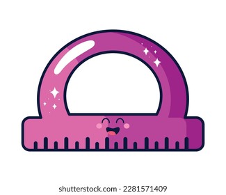 kawaii protractor cute icon isolated