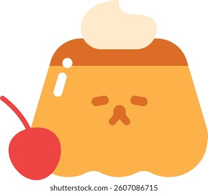 Kawaii Pudding Dessert Illustration,vector illust