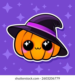Kawaii pumpkin Halloween holiday bright orange witch hat