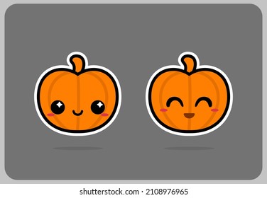 kawaii pumpkin icon. Vector illustration of a fruit sticker.