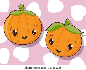 Kawaii pumpkin icons for Thanksgiving Day 