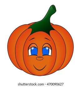 Kawaii pumpkin vector illustration isolated on white background. Cute cartoon pumpkins smiley face.
