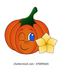 Kawaii pumpkin vector illustration isolated on white background. Cute cartoon pumpkins smiley face.