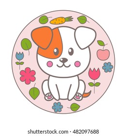 Kawaii puppy. Vector illustration for design
