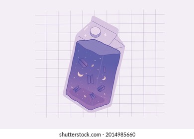 kawaii purple milk bottle vector