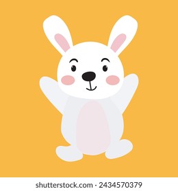 kawaii rabbit and blank banner on easter celebration