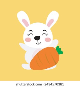 kawaii rabbit and blank banner on easter celebration