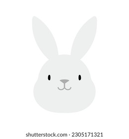 Kawaii rabbit, bunny, hare face illustration. Hand drawn cute cartoon animal character illustration. Flat style design, isolated vector. Mid Autumn Festival, Easter print element, Chinese zodiac