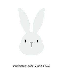 Conejo Kawaii, conejo, liebre ilustración facial. Hand dibujó una tira cómica sobre la ilustración de un personaje animal. Diseño de estilo plano, vector aislado. Festival de Mediados de Otoño, elemento impreso de Pascua, zodiaco chino