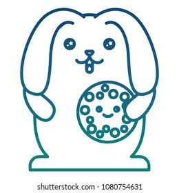 kawaii rabbit cartoon with cookie