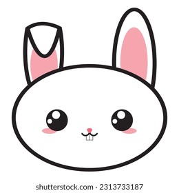 Kawaii rabbit, cute and playful, with fluffy ears and expressive eyes. Perfect for decorating cards, children's clothing, and stationery items with a charming and cheerful touch.