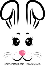 Kawaii Rabbit face. Vector illustration. Rabbit symbol of 2023 year. Design for Easter, New year 
