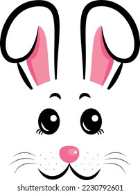 Kawaii Rabbit face. Vector illustration. Rabbit symbol of 2023 year. Design for Easter, New year 