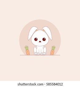 Kawaii Rabbit flat style character design