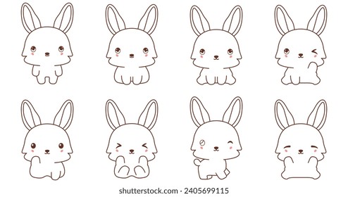 Colección de animales de color de conejo Kawaii