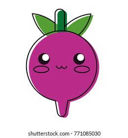 kawaii radish  vector illustration