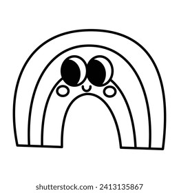 Kawaii Rainbow cartoon line icon. vector illustration.