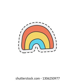 Kawaii rainbow. Cute hand drawn colored vector. editable stroke.