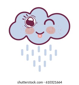 kawaii raining cloud funny with tongue outside