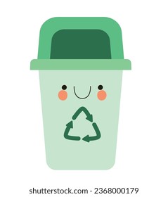 vector de papelera de reciclaje kawaii aislado