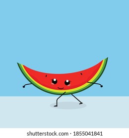 Kawaii Red Watermelon Fruit Cute Illustration