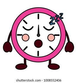 kawaii round clock time cartoon character