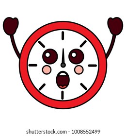 kawaii round clock time cartoon character