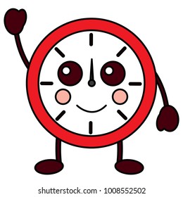 kawaii round clock time cartoon character