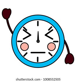 kawaii round clock time cartoon character